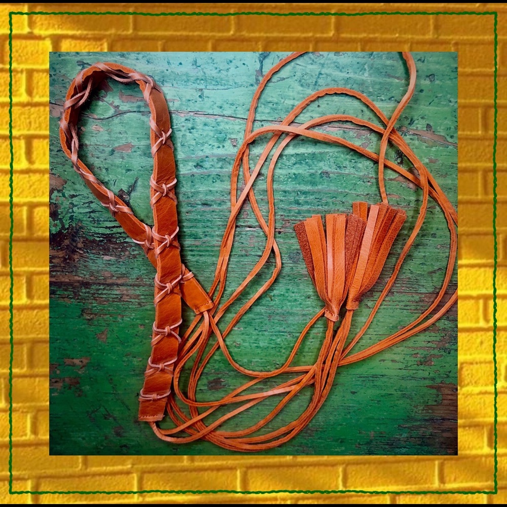ON SALE 🧶 BRAIDED-FRINGE LEATHER BELT ⁣